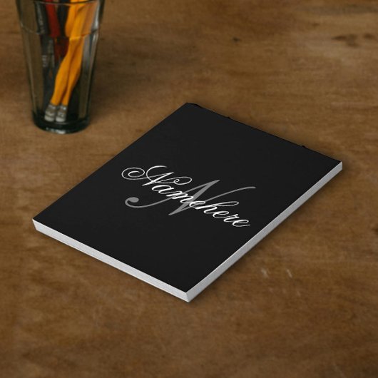 黒ユニークパーソナライズされた名モノグラム ノートパッド