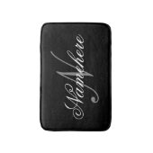 黒ユニークパーソナライズされた名モノグラム バスマット (正面縦)