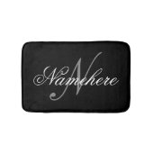 黒ユニークパーソナライズされた名モノグラム バスマット (正面)