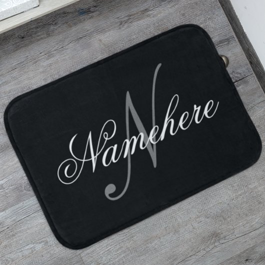 黒ユニークパーソナライズされた名モノグラム バスマット