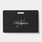 黒ユニークパーソナライズされた名モノグラム バッジ (裏面)