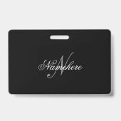 黒ユニークパーソナライズされた名モノグラム バッジ (正面)