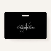 黒ユニークパーソナライズされた名モノグラム バッジ (裏面)