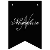 黒ユニークパーソナライズされた名モノグラム バンティングフラッグ (第2の旗)