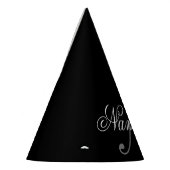 黒ユニークパーソナライズされた名モノグラム パーティーハット (左)