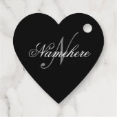 黒ユニークパーソナライズされた名モノグラム フェイバータグ (裏面)