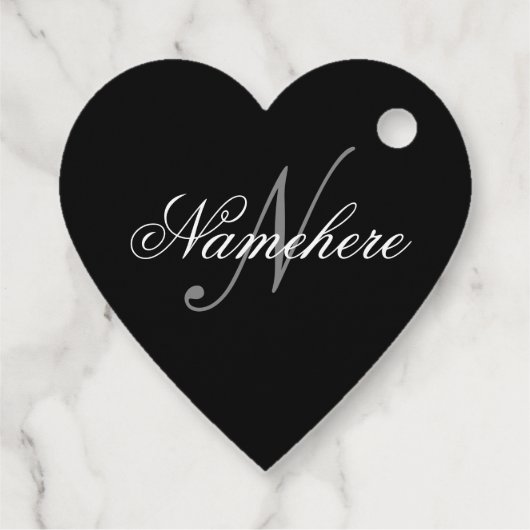 黒ユニークパーソナライズされた名モノグラム フェイバータグ (裏面)