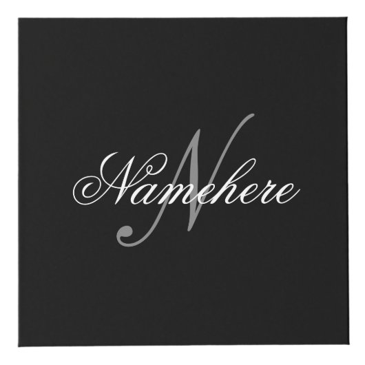 黒ユニークパーソナライズされた名モノグラム フォトキューブ (正面)