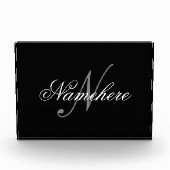 黒ユニークパーソナライズされた名モノグラム フォトブロック (正面)