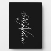 黒ユニークパーソナライズされた名モノグラム フォトプラーク (正面)