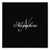 黒ユニークパーソナライズされた名モノグラム フォトプリント            (正面)