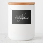 黒ユニークパーソナライズされた名モノグラム フードラベル (正面)