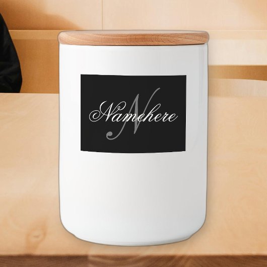 黒ユニークパーソナライズされた名モノグラム フードラベル