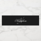 黒ユニークパーソナライズされた名モノグラム ペットボトルラベル (シングルラベル)