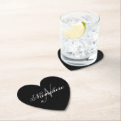 黒ユニークパーソナライズされた名モノグラム ペーパーコースター (インサイチュ)