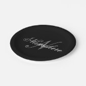 黒ユニークパーソナライズされた名モノグラム ペーパープレート (アングル)