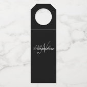 黒ユニークパーソナライズされた名モノグラム ボトルネックタグ (正面)