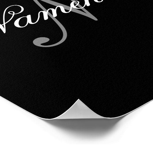 黒ユニークパーソナライズされた名モノグラム ポスター (角)