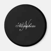 黒ユニークパーソナライズされた名モノグラム マグネット (正面)