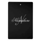 黒ユニークパーソナライズされた名モノグラム ミニクリップボード (裏面)