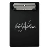 黒ユニークパーソナライズされた名モノグラム ミニクリップボード (正面)