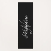 黒ユニークパーソナライズされた名モノグラム ヨガマット (正面)