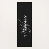 黒ユニークパーソナライズされた名モノグラム ヨガマット (裏面)