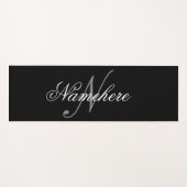 黒ユニークパーソナライズされた名モノグラム ヨガマット (正面(横))