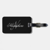 黒ユニークパーソナライズされた名モノグラム ラゲッジタグ (裏面横)