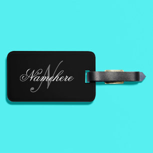 黒ユニークパーソナライズされた名モノグラム ラゲッジタグ