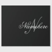 黒ユニークパーソナライズされた名モノグラム ラッピングペーパー (フラット)