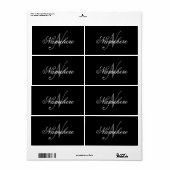 黒ユニークパーソナライズされた名モノグラム ラベル (フルシート)