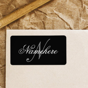黒ユニークパーソナライズされた名モノグラム ラベル