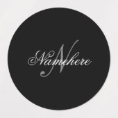 黒ユニークパーソナライズされた名モノグラム ラベル (デザイン1)