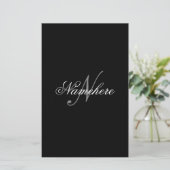 黒ユニークパーソナライズされた名モノグラム 便箋 (スタンド正面)