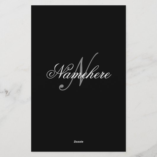 黒ユニークパーソナライズされた名モノグラム 便箋 (裏面)