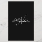 黒ユニークパーソナライズされた名モノグラム 便箋 (正面)