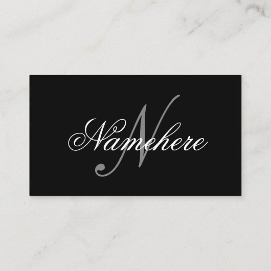 黒ユニークパーソナライズされた名モノグラム 割引カード (裏面)