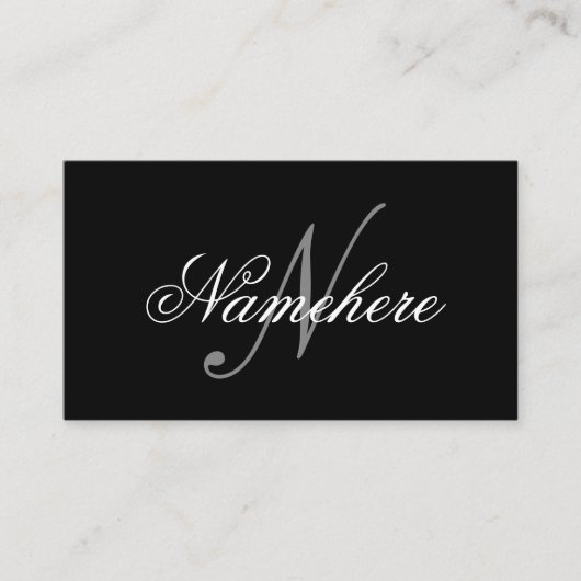 黒ユニークパーソナライズされた名モノグラム 割引カード (正面)