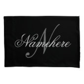 黒ユニークパーソナライズされた名モノグラム 枕カバー (正面)