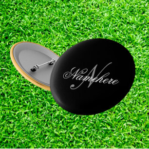 黒ユニークパーソナライズされた名モノグラム 缶バッジ