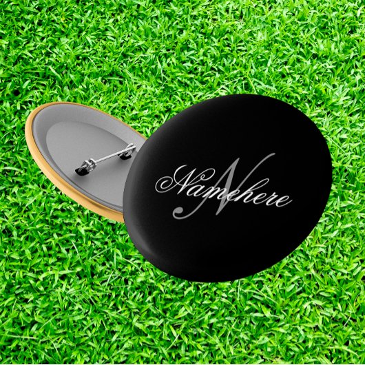 黒ユニークパーソナライズされた名モノグラム 缶バッジ