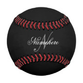 黒ユニークパーソナライズされた名モノグラム 野球ボール (正面)