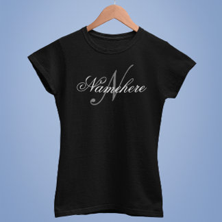 黒ユニークパーソナライズされた名モノグラム Tシャツ