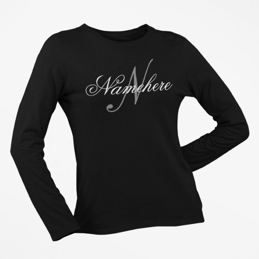黒ユニークパーソナライズされた名モノグラム Tシャツ