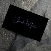 黒ユニークモダンとネオン紫の書道 名刺