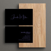 黒ユニークモダンとネオン紫の書道 名刺