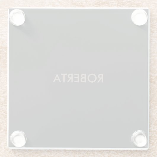 黒ユニークモダングレー独自の名前を追加 ガラスコースター (裏面)