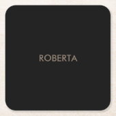 黒ユニークモダングレー独自の名前を追加 スクエアペーパーコースター (正面)