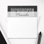 黒ユニークモダン灰色の白のジオメトリックスクリプト ノートパッド<br><div class="desc">シックとクモダンロ、グレーとホワイトのミニマルなジオメトリックデザインスクリプトノートパッド。詳細の交換。</div>